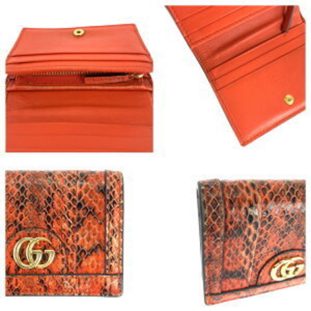 Gucci Ophidia Gg Python Orange Folding Wallet - image 6